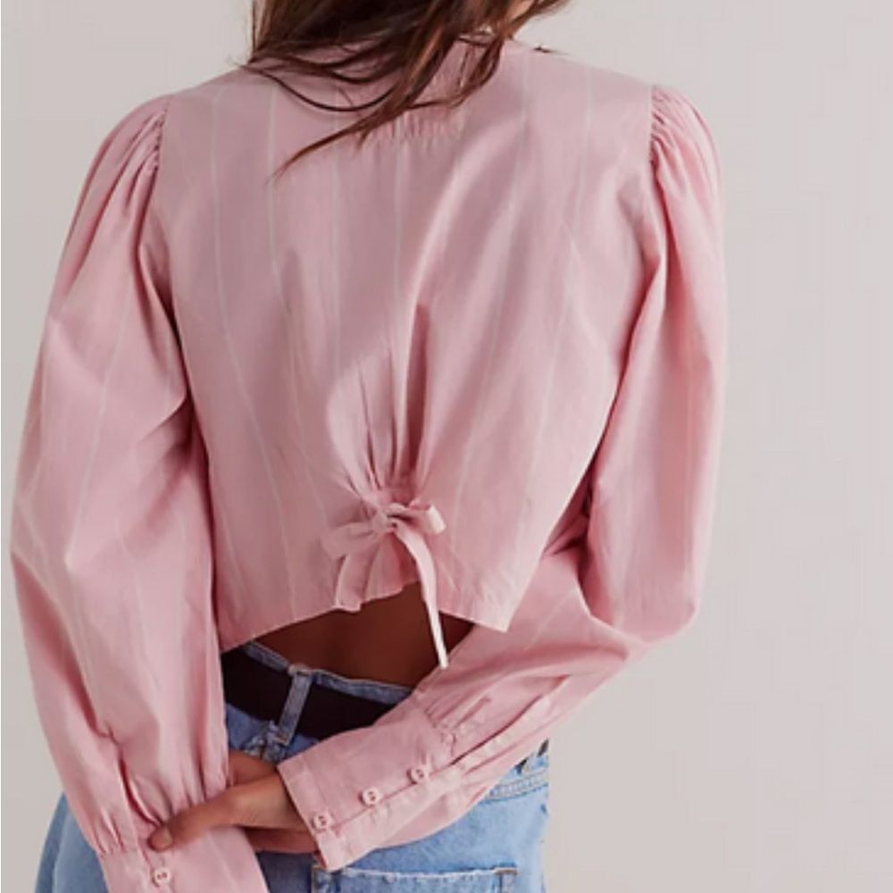 Free People We The Free Farmhouse Fresh Top Striped Printed Pink Combo Blouse